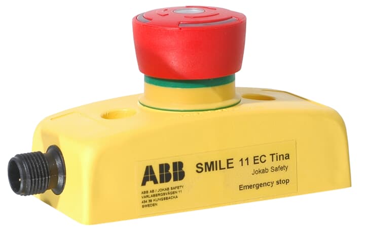 ABB - Emergency stop button with adapter to DYNlink, StatusBus, M12-5 connector for SMILE 11 EC TINA. 2TLA030050R0900