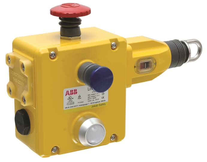 ABB - Pull wire emergency stop switch left hand, 4NC+2NO, M20, ESTOP and LED, LINESTRONG3L.