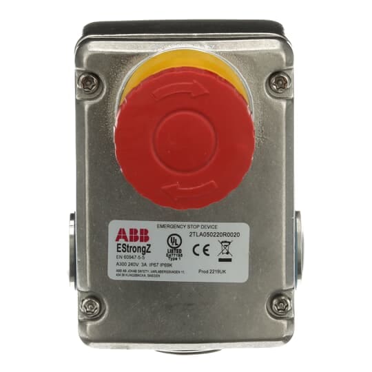 ABB - Emergency stop button 2NC+2NO, M20, stainless steel ESTRONGZ E-STOP 2NC/2NO, M20, SS. 2TLA050220R0020