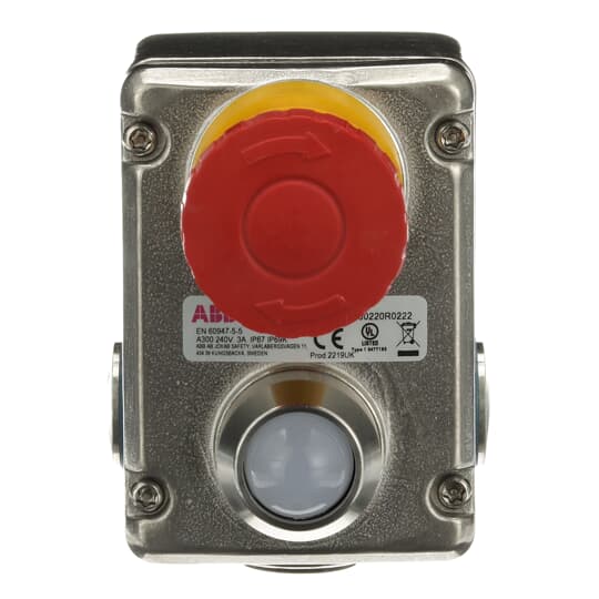 ABB - Emergency stop button 2NC+2NO, M20, LED, stainless steel, ESTRONGZ E-STOP 2NC/2NO, SS, LED.