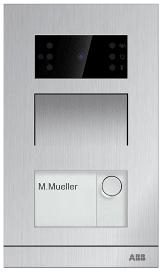 ABB - Mini video outdoor station, 2 buttons, ID, FM, aluminium P.E. mini IP 2 puls. ID inc. H81363P2-A. 2TMA130010A0010