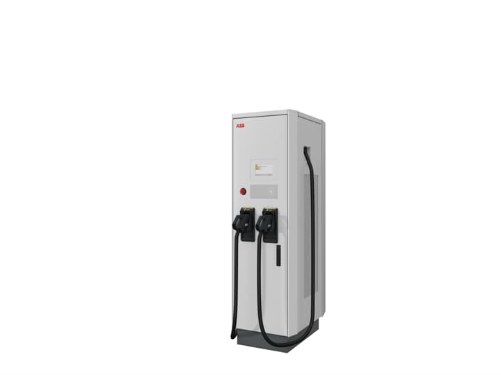 ABB - Terra 184HC CCT CE 180 kW charger, CCS 2 + CCS 2, 3.9 m cables 400 A, AC socket 22 kW.