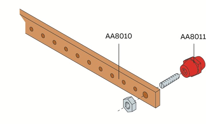 ABB - Barre in rame da 1000mm, sezione 20x5mm, per busbars.