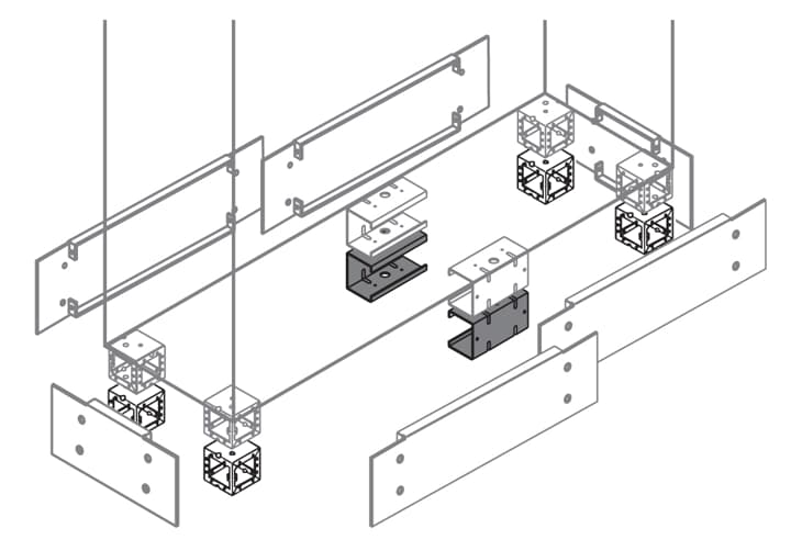 ABB - N.2 zoccoli intermedi e angoli H=100mm ZN1020