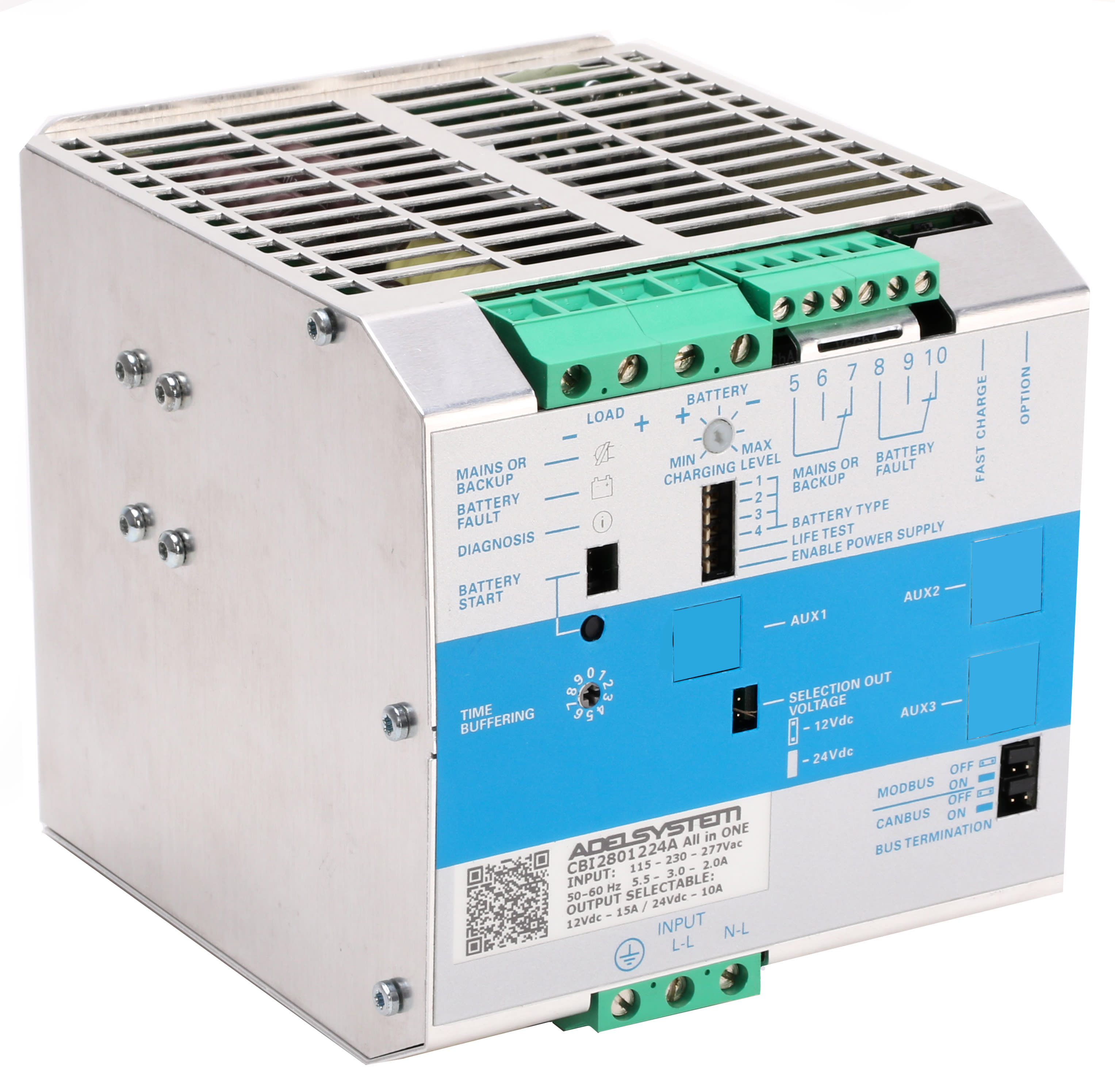 ADEL SYSTEM - DC-UPS Ingresso: 115-230-277Vac Uscita 12-24v 250W con Comunicazione MODbus RTU