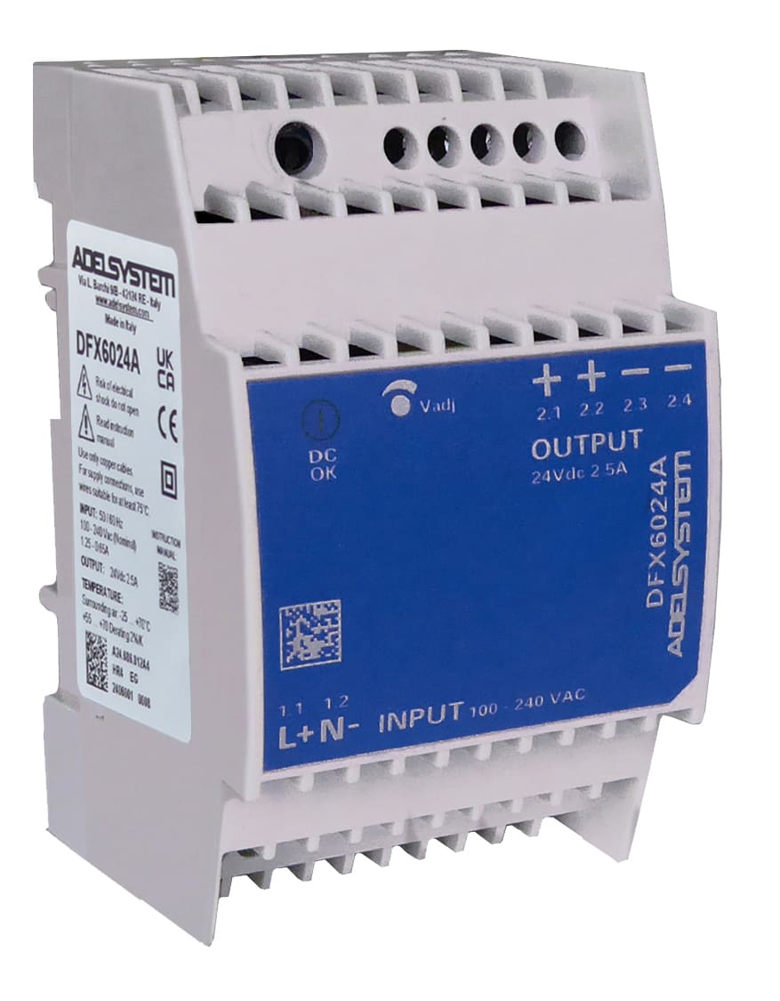 ADEL SYSTEM - Alimentatore industriale monofase ingresso: 115-230Vac uscita: 24V 2.5A