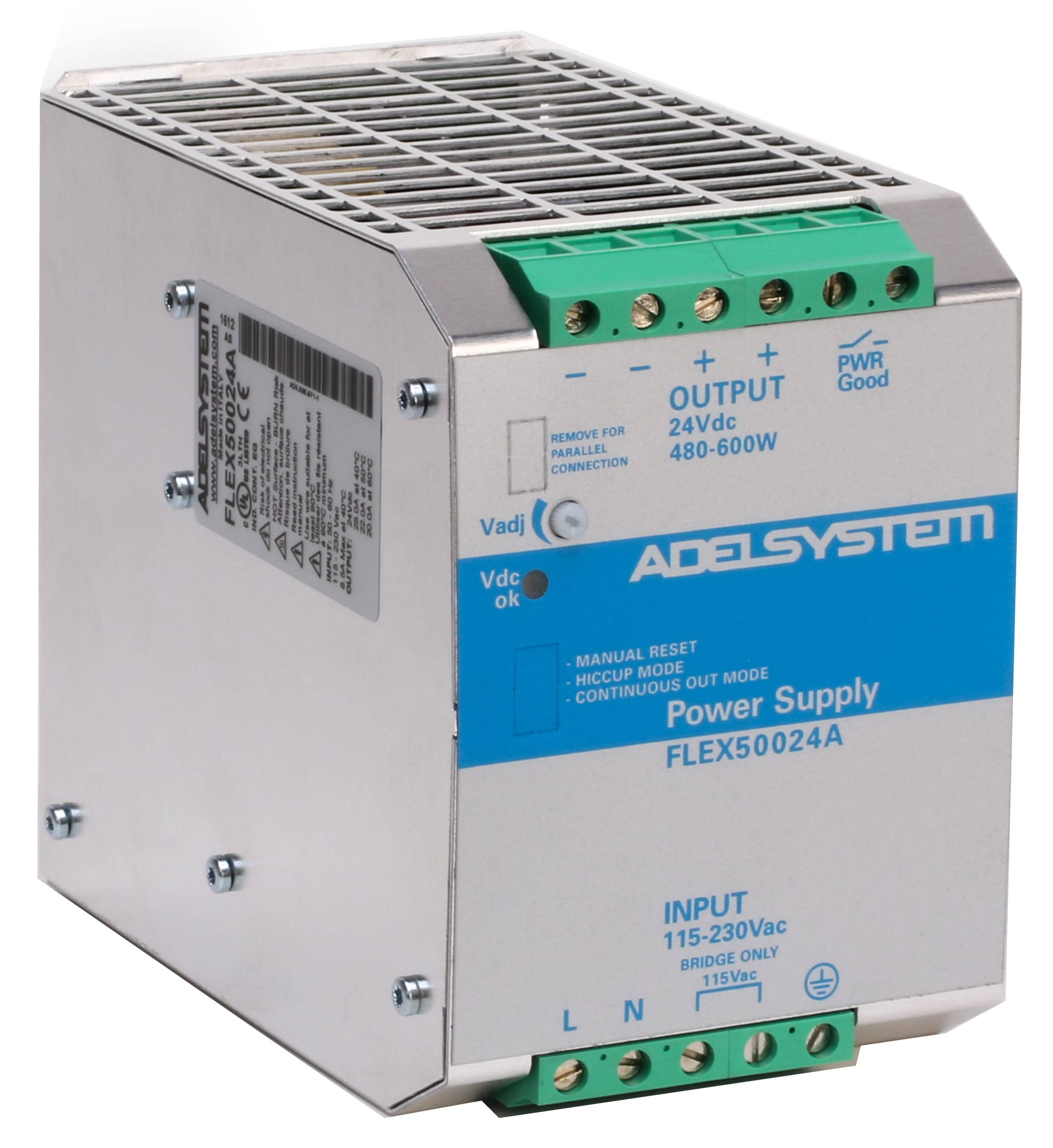 ADEL SYSTEM - Alimentatore industriale monofase ingresso: 115-230Vac uscita: 24V 25A