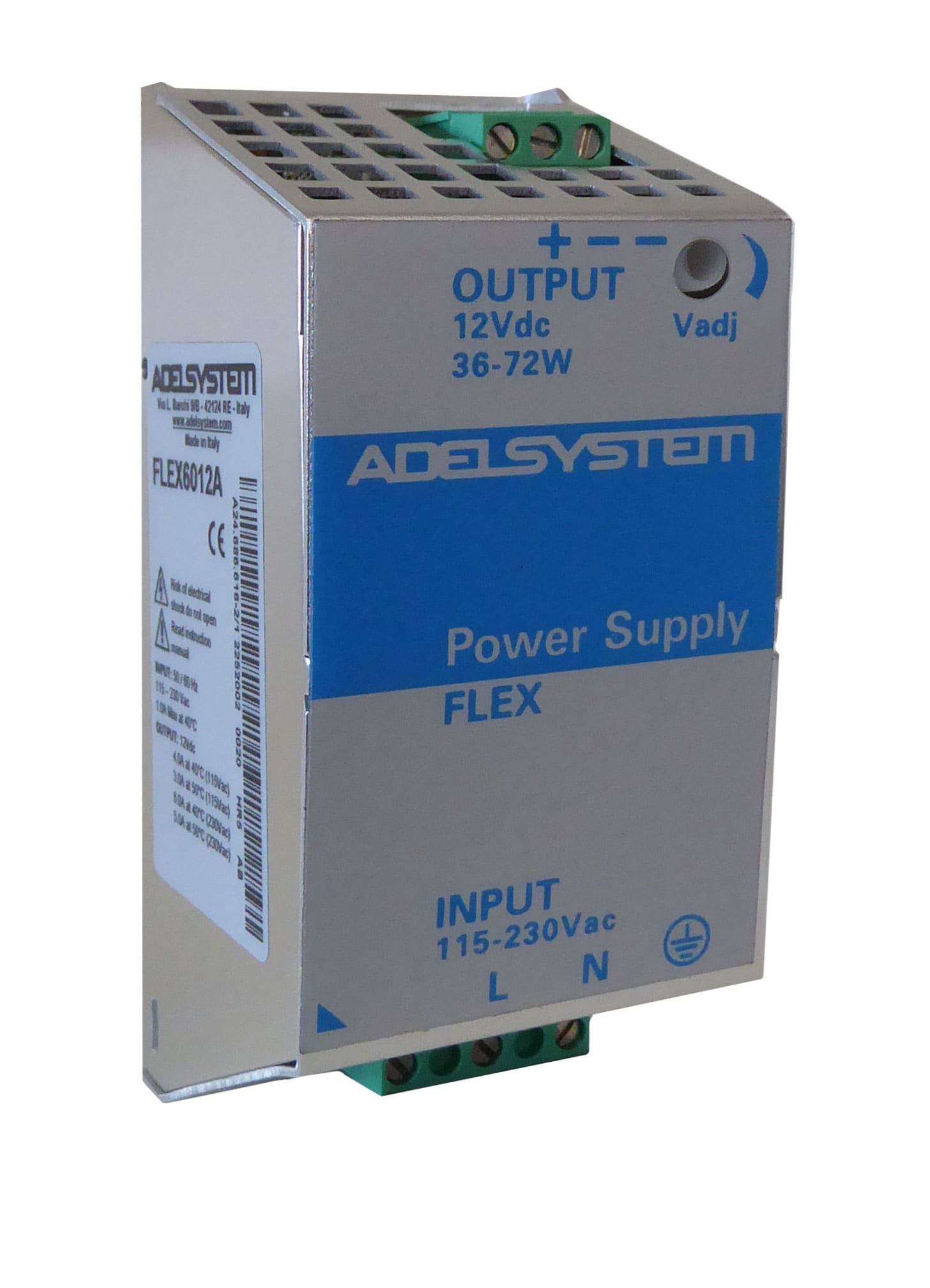 ADEL SYSTEM - Alimentatore, 60W, 100-277VAC 1PH, 12VDC, 2A a 115VAC In / 3A a 230VAC In