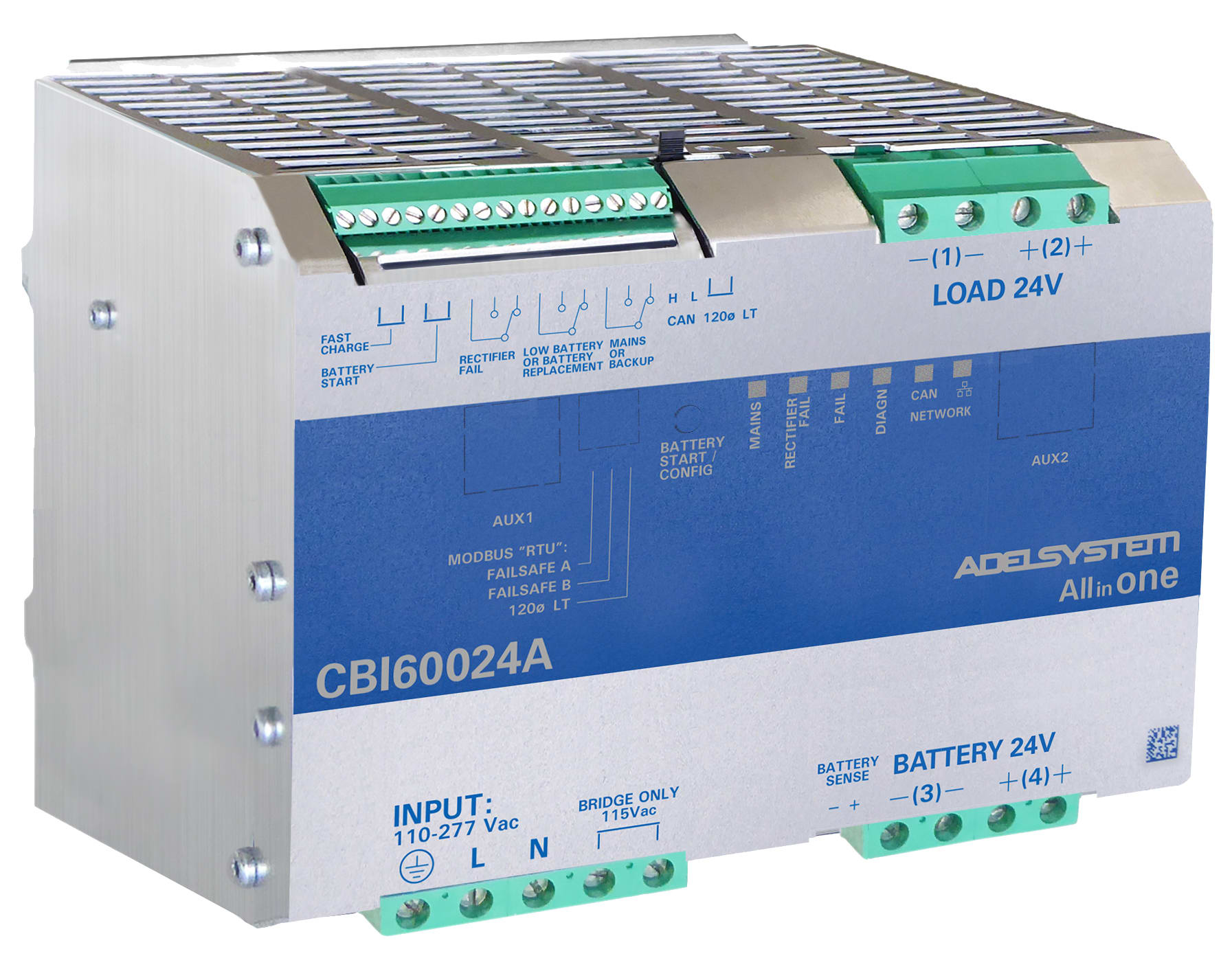 ADEL SYSTEM - DC-UPS Ingresso: 110-230-277Vac Uscita: 24v 20A con Ethernet: ModBus TCP/IP e SNMP