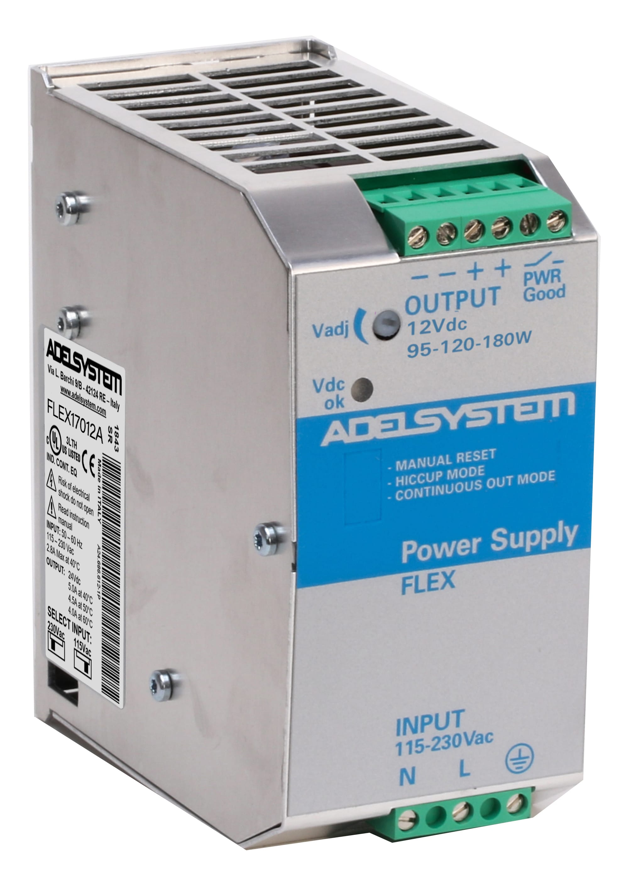 ADEL SYSTEM - Alimentatore industriale monofase ingresso: 115-230Vac uscita: 12V 14A