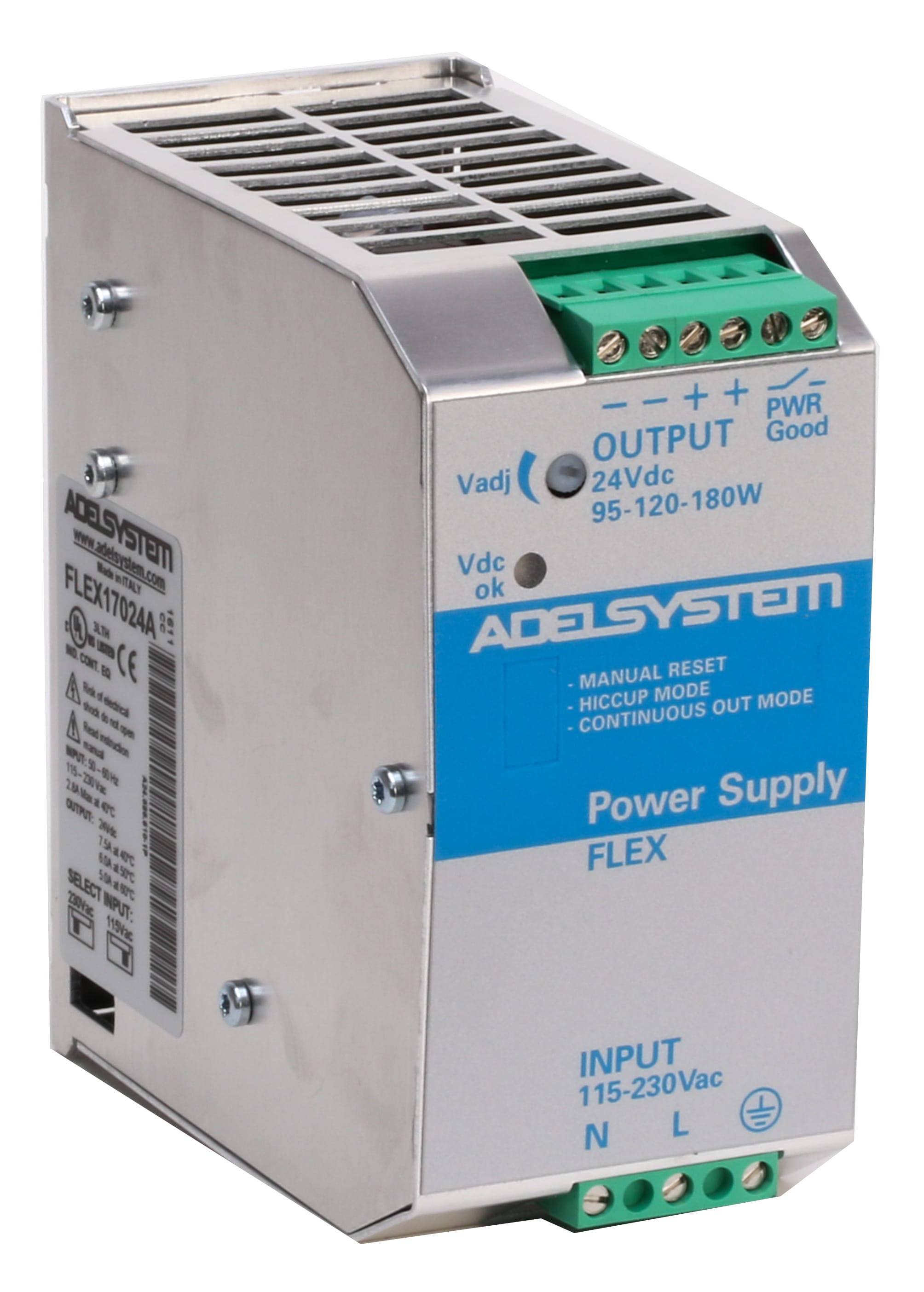 ADEL SYSTEM - Alimentatore industriale monofase ingresso: 115-230Vac uscita: 24V 7.5A