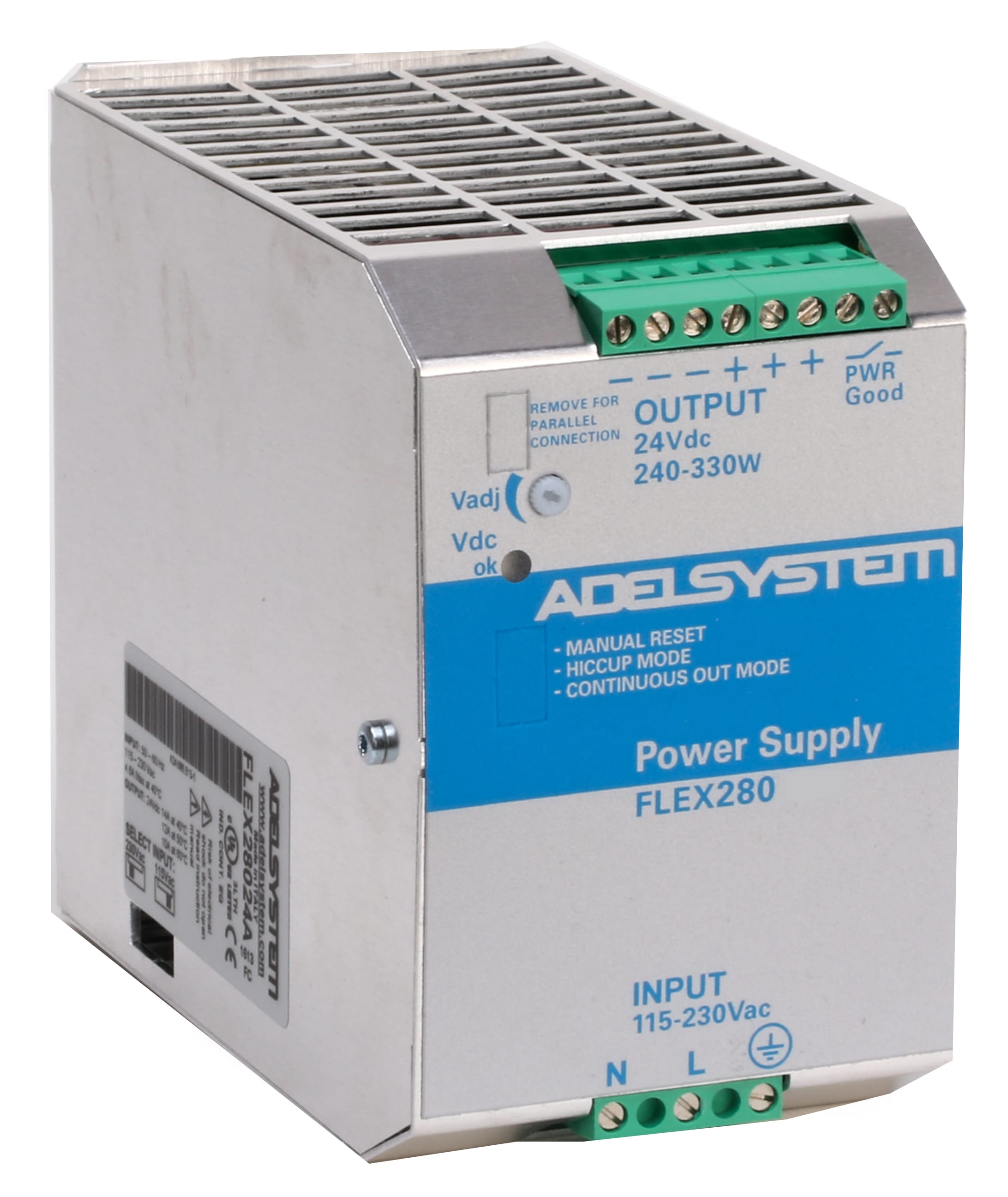 ADEL SYSTEM - Alimentatore industriale monofase ingresso: 115-230Vac uscita: 24V 14A