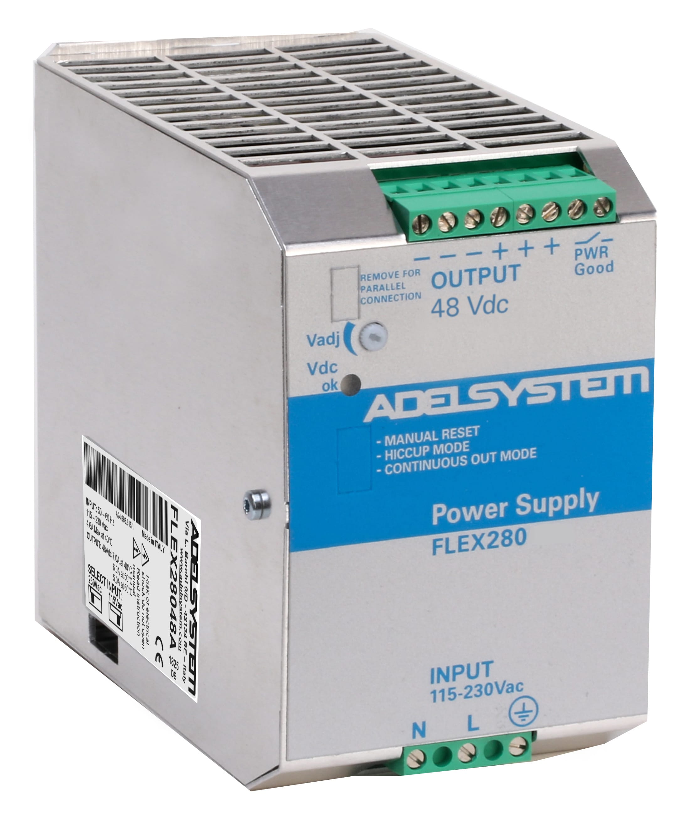 ADEL SYSTEM - Alimentatore industriale monofase ingresso: 115-230Vac uscita: 48V 7.5A