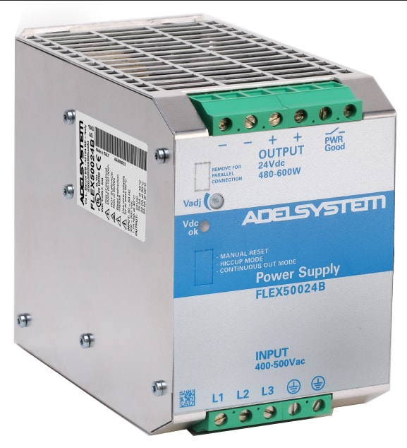 ADEL SYSTEM - Alimentatore industriale trifase ingresso: 400-500Vac uscita: 24V 25A
