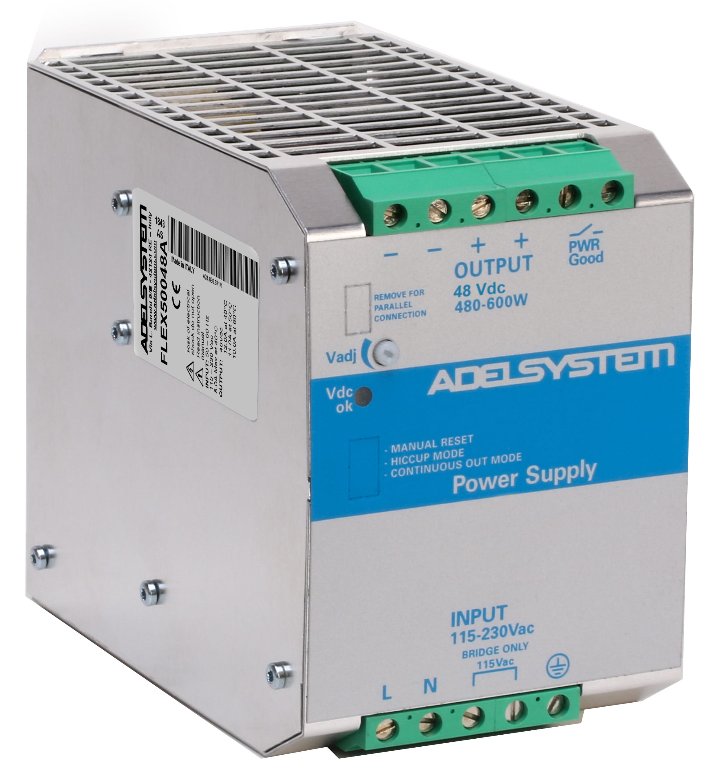 ADEL SYSTEM - Alimentatore industriale monofase ingresso: 115-230Vac uscita: 48V 12A