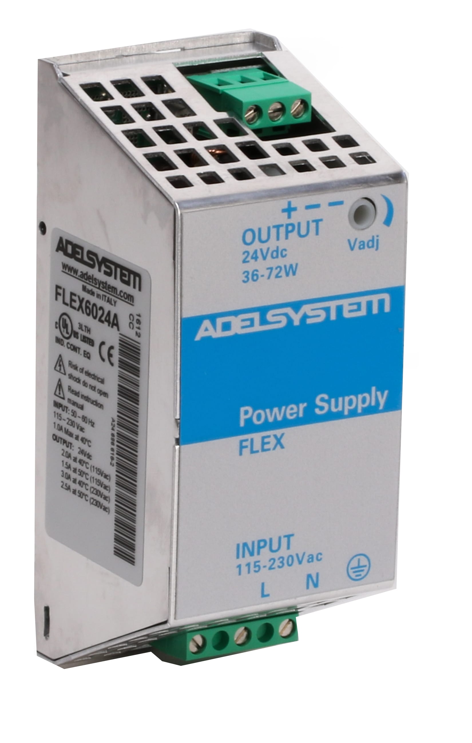 ADEL SYSTEM - Alimentatore industriale monofase ingresso: 115-230Vac uscita: 24V 3A