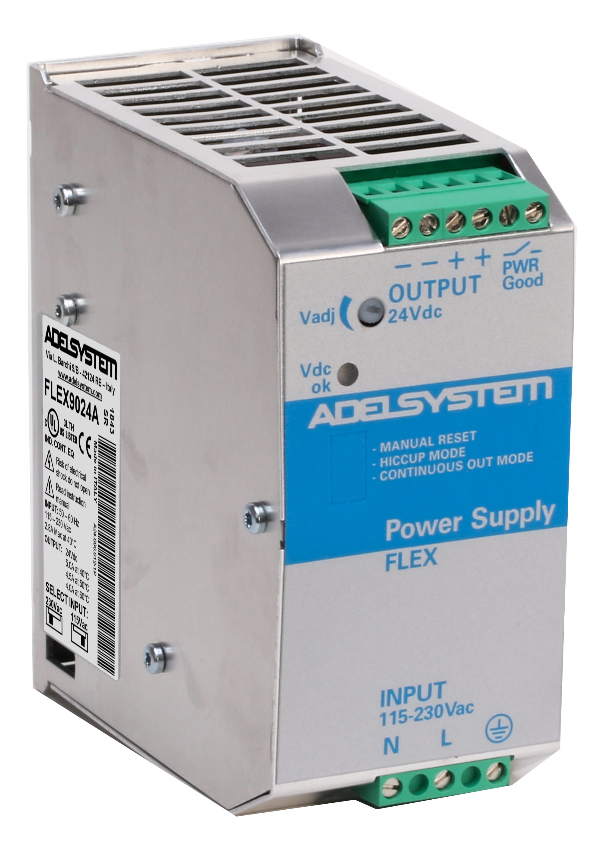 ADEL SYSTEM - Alimentatore industriale monofase ingresso: 115-230Vac uscita: 24V 5A