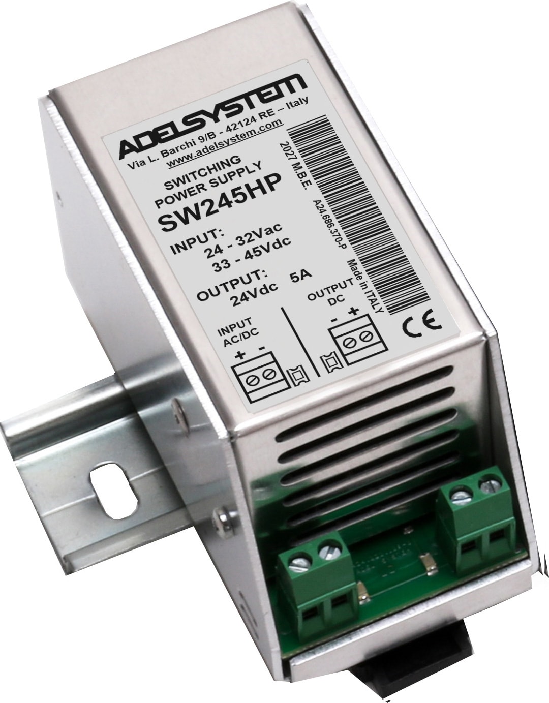 ADEL SYSTEM - Convertitore AC-DC/DC  ingresso: 24Vac / 40Vdc uscita:24V 5A SW245HP