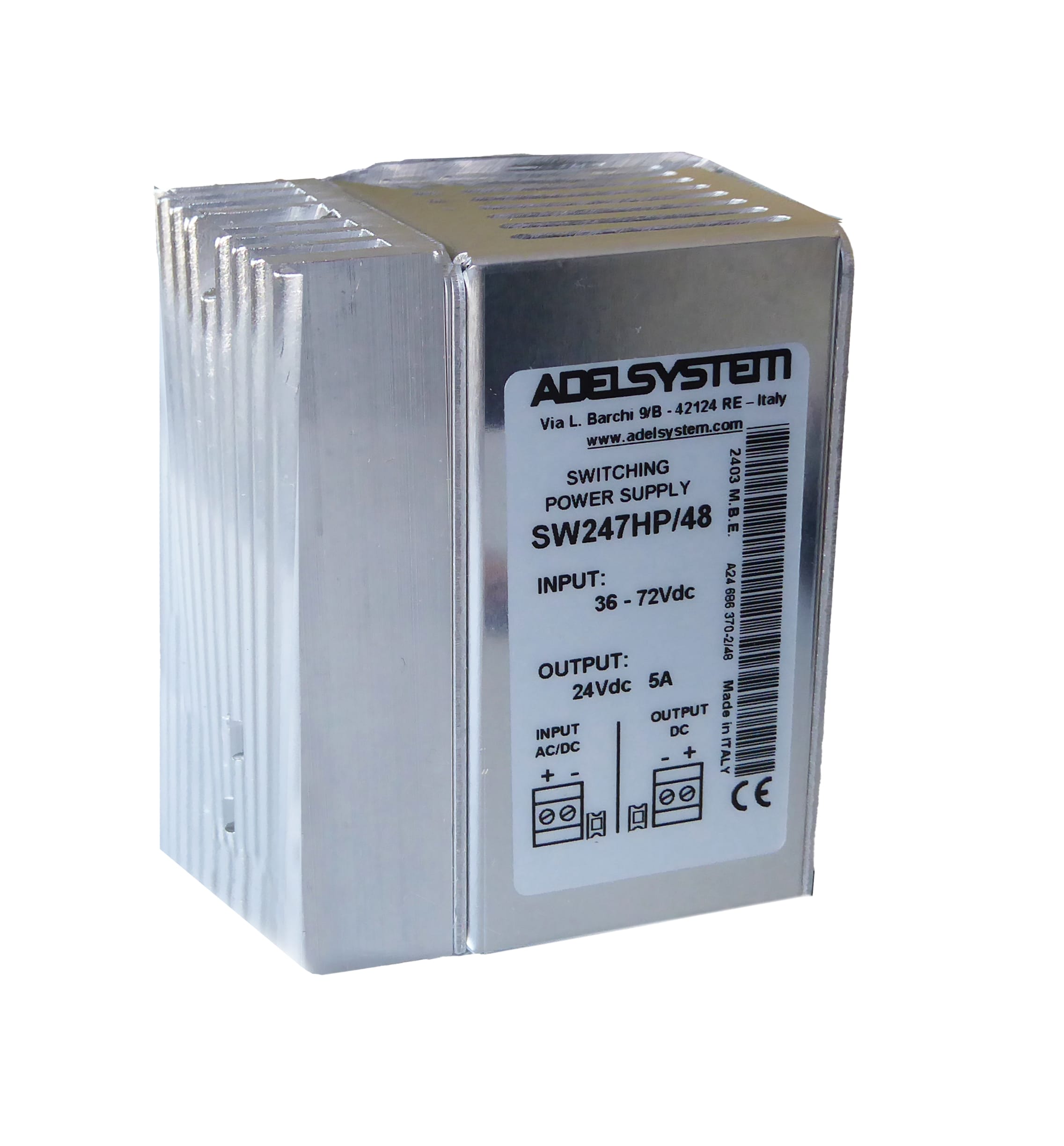 ADEL SYSTEM - Convertitore AC-DC/DC  ingresso: 38Vac / 48Vdc uscita:24V 7A SW247HP/48