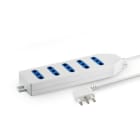 ALPHA ELETTRONICA - Multipresa con 5 prese Italia bipasso 10-16A - Cavo 1,5m - Spina 16A a 90° - Bianca