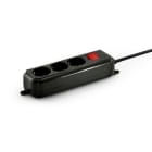 ALPHA ELETTRONICA - Multipresa con 3 prese Universali Italia P40 - Interruttore - Cavo 1,5m - Spina 16A a 90° - Nera