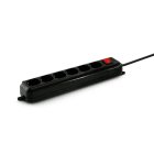 ALPHA ELETTRONICA - Multipresa con 6 prese Universali Italia P40 - Interruttore - Cavo 1,5m - Spina 16A a 90° - Nera