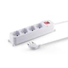 ALPHA ELETTRONICA - Multipresa con 4 prese Universali Italia P40 - Interruttore - Cavo 3m - Spina 16A a 90° - Bianca