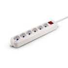 ALPHA ELETTRONICA - Multipresa con 6 prese Universali Italia P40 - Interruttore - Cavo 1,5m - Spina 16A a 90° - Bianca
