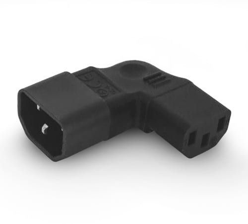 ALPHA ELETTRONICA - Adattatore di alimentazione IEC320 ad angolo laterale C13 femmina a C14 maschio