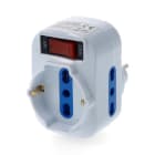 ALPHA ELETTRONICA - Adattatore rotante con 2 prese bipasso e 1 presa Universale Italia P40 con spina 10A girevole - Con interruttore luminoso