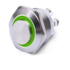 ALPHA ELETTRONICA - Pulsante momentaneo antivandalo ø16mm luminoso Verde 12V - 1P - SPST - OFF/(ON) - N.A. - 3 term. vite