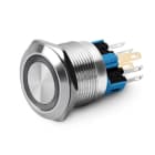 ALPHA ELETTRONICA - Interruttore antivandalo ø22mm bistabile luminoso Bianco - 24V - 2P - 1x N.C. + 1x N.A. - 5A@250Vac - 6 term. a saldare