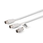 ALPHA ELETTRONICA - Cavo da spina TV Coax Ø9,5mm a spina TV Coax Ø9,5mm - Con adattatore F/F - Bianco - 2m