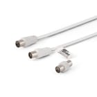 ALPHA ELETTRONICA - Cavo da spina TV Coax Ø9,5mm a presa TV Coax Ø9,5mm - Con adattatore M/M - Bianco - 2m