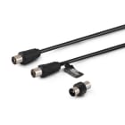 ALPHA ELETTRONICA - Cavo da spina TV Coax Ø9,5mm a presa TV Coax Ø9,5mm - Con adattatore M/M - Nero - 2m