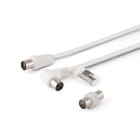 ALPHA ELETTRONICA - Cavo da spina TV Coax Ø9,5mm a presa 90° TV Coax Ø9,5mm - Con adattatore M/M - Bianco - 5m