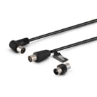 ALPHA ELETTRONICA - Cavo da spina TV Coax Ø9,5mm a presa 90° TV Coax Ø9,5mm - Con adattatore M/M - Nero - 2m