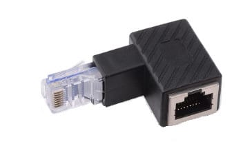 ALPHA ELETTRONICA - Adattatore ad angolo da spina RJ45 a presa RJ45 - 90° pin esterno sopra
