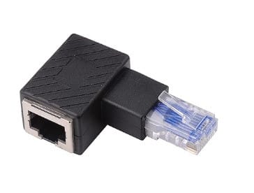 ALPHA ELETTRONICA - Adattatore ad angolo da spina RJ45 a presa RJ45 - 90° pin esterno destra