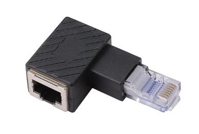 ALPHA ELETTRONICA - Adattatore ad angolo da spina RJ45 a presa RJ45 - 90° pin esterno sinistra