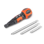 ALPHA ELETTRONICA - Cacciavite elettrico cordless con set 3 BIT a doppia punta taglio e croce, cavo Micro USB