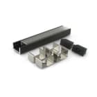 ALPHA ELETTRONICA - Profilo in alluminio verniciato nero con copertura prismata trasparente piana - 2m - Accessori inclusi