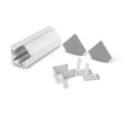 ALPHA ELETTRONICA - Profilo in alluminio anodizzato argento ad angolo con copertura in PMMA opaca piana - 2m - Accessori inclusi