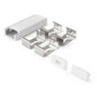 ALPHA ELETTRONICA - Profilo in alluminio anodizzato argento con copertura in PC opaco piana - 2m - Accessori inclusi