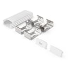 ALPHA ELETTRONICA - Profilo in alluminio verniciato bianco con copertura in PC opaco piana - 2m - Accessori inclusi