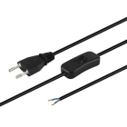 ALPHA ELETTRONICA - Cavo da Spina Europa 10A a fili spellati - Con Interruttore volante - cavo nero - 2m