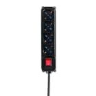 ALPHA ELETTRONICA - Multipresa con 4 prese Universali Italia P40 - Interruttore - Cavo 1,5m - Spina 16A a 90° - Nera