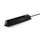 ALPHA ELETTRONICA - Multipresa con 5 prese Universali Italia P40 - Interruttore - Cavo 1,5m - Spina 16A a 90° - Nera