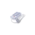ALPHA ELETTRONICA - Multipresa 6 prese Universali Italia P40 - Interruttore - Cavo 1,5m - Spina 16A a 90° - Bianca