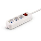 ALPHA ELETTRONICA - Multipresa con 3 prese Universali Italia P40 - Interruttore - Cavo 1,5m - Spina 16A a 90° - Bianca
